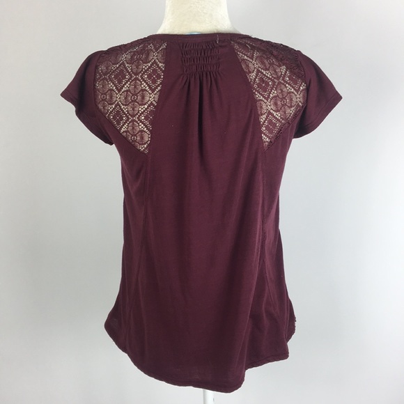 Francesca's Dina Be Cranberry Wine Crochet Top - Picture 5 of 6